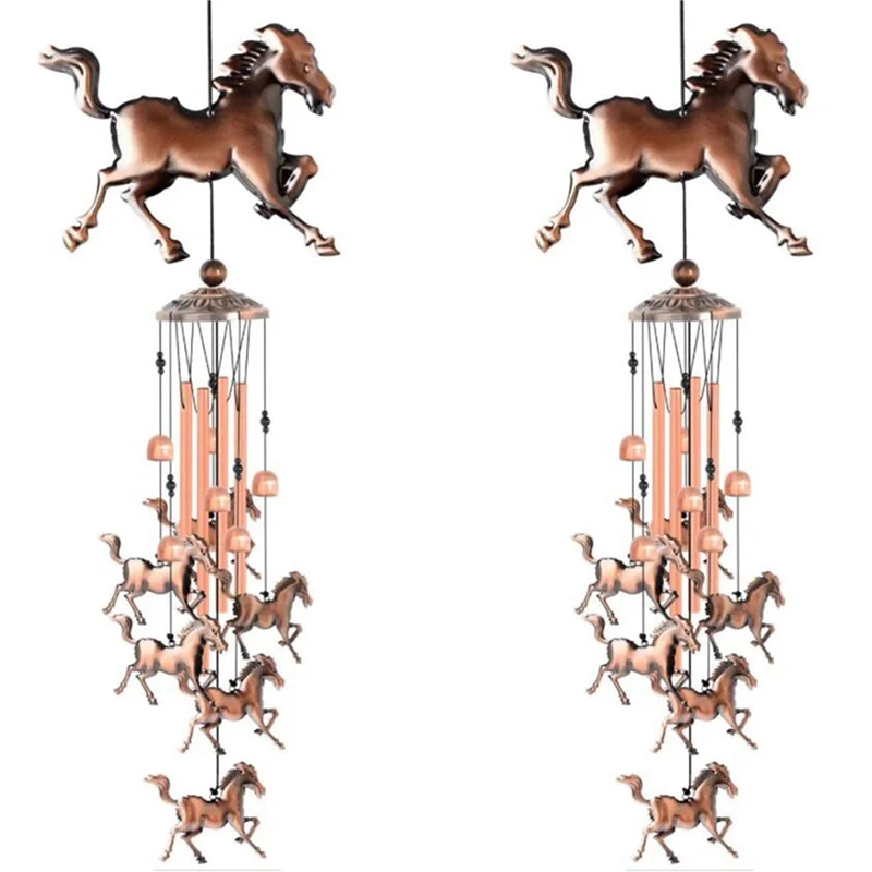 NOCM 2X Vintage Wind Chimes,Horse Wind Chimes Music Wind Chimes for Family Ladies Festivals Balconies Garden Decoration