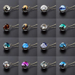 Men Fashion Wolf Necklace Wolf Head Glass Ball Pendant with Silver Color Chain Necklace Fantasy Jewelry