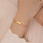 Dachshunds Sausage Dog Bracelets for Women Stainless Steel Double Layers Beads Chain Bracelets Jewelry Birthday Gift