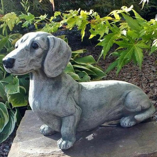 Garden Decoration Dog Resin Decoration Dachshund Sculpture Home Ornaments Statue Handicraft Flower Pot Accessories Garden Decor