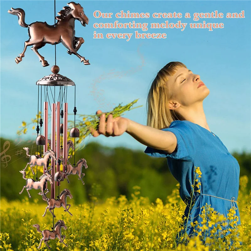 NOCM 2X Vintage Wind Chimes,Horse Wind Chimes Music Wind Chimes for Family Ladies Festivals Balconies Garden Decoration