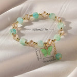 Purple Butterfly Charm Beaded Stretch Bracelet for Women Multi Color Crack Faceted Beads round Charm Cute Girls Jewelry Gift
