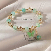 Purple Butterfly Charm Beaded Stretch Bracelet for Women Multi Color Crack Faceted Beads round Charm Cute Girls Jewelry Gift