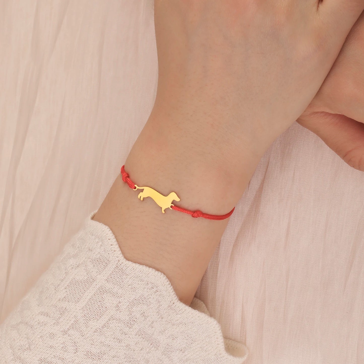 Dachshunds Sausage Dog Bracelets for Women Stainless Steel Double Layers Beads Chain Bracelets Jewelry Birthday Gift