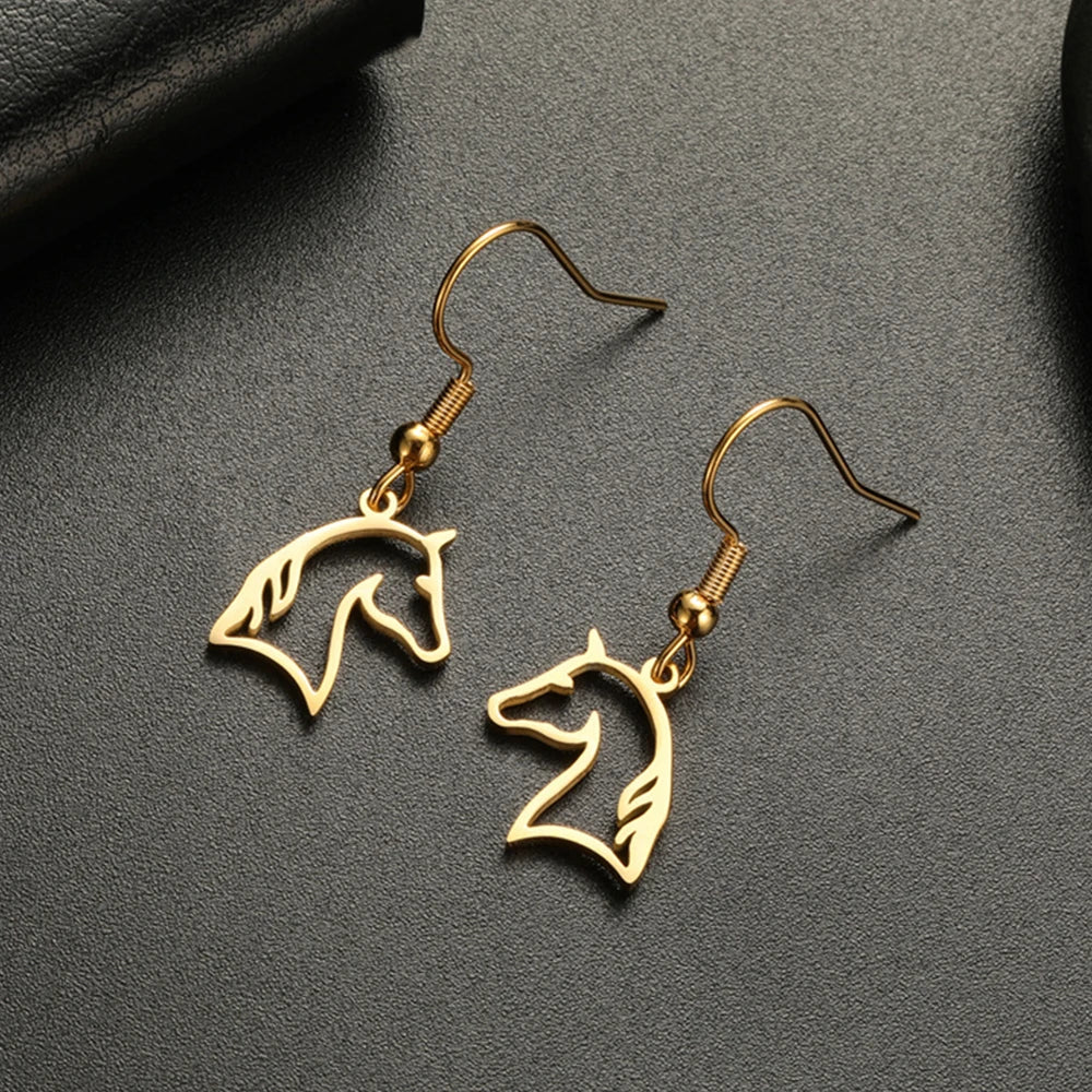 Horse Drop Earrings for Women Stainless Steel Animal Cute Horse Shape Dangle Earring Horse Lover Jewelry Gift for Girls