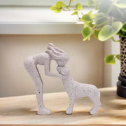1 Girl and Dog Friendship, Resin Crafts Collection, Girl and Dog Statue, Remember Their Friendship, Dog Commemorative Gift, Beautiful Home Decoration Gift, Those Sharing Gift, Room Decoration, Girl Carrying Dog as Loyalty Pet and Friends Reminder, Indoor and Outdoor Decoration Gift