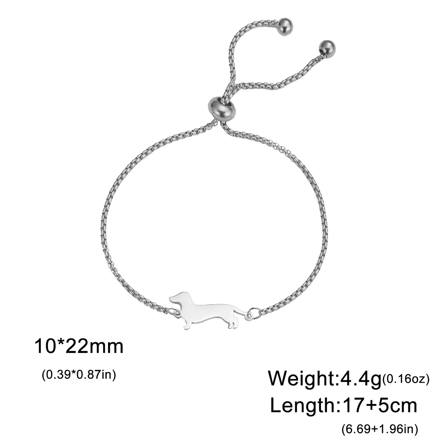 Dachshunds Sausage Dog Bracelets for Women Stainless Steel Double Layers Beads Chain Bracelets Jewelry Birthday Gift