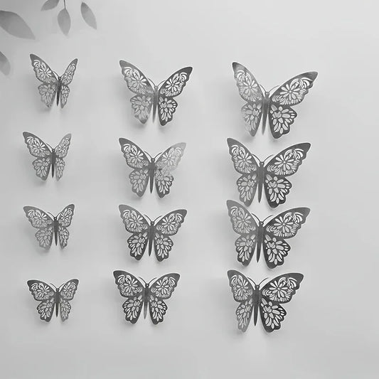 12/36/72PCS 3D Butterfly Wall Decor 4 Styles 3 Sizes,Butterfly Decorations for Butterfly Birthday Party Cake Room Decorations