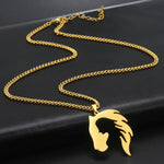 Horse Head Silhouette Girl Pendant Necklace Hollow Stainless Steel Choker for Women Fashion Jewelry Gift