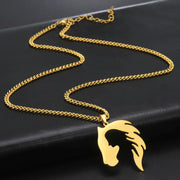Horse Head Silhouette Girl Pendant Necklace Hollow Stainless Steel Choker for Women Fashion Jewelry Gift