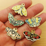 10Pcs Flower Butterfly Charm for Jewelry Making Enamel Necklace Bracelet Earring Pendant Diy Accessories Alloy Metal Gold Plated
