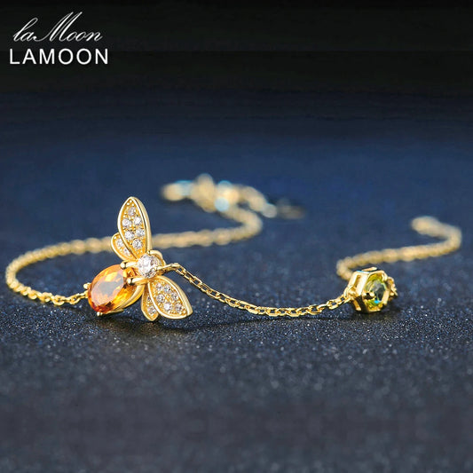 Bee Bracelet for Woman Citrine Gemstones Bracelets 925 Sterling Silve 14K Gold Plated Designer Jewelry for Lover LMHI002