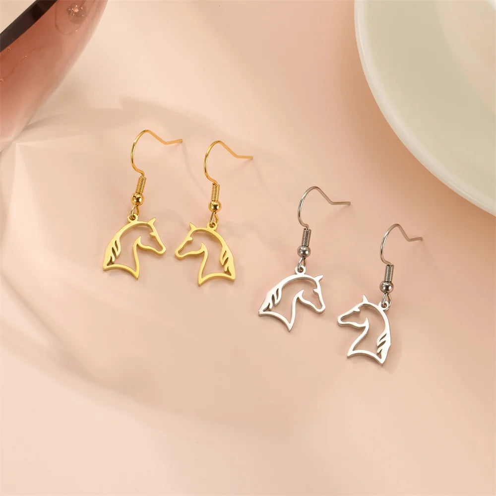 Horse Drop Earrings for Women Stainless Steel Animal Cute Horse Shape Dangle Earring Horse Lover Jewelry Gift for Girls