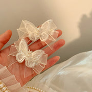 White Transparent Lace Butterflies Hair Clips for Women Cute Pearls Butterfly Hairpins Kids Bow Barrettes Girls Hair Accessories