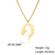 Horse Head Silhouette Girl Pendant Necklace Hollow Stainless Steel Choker for Women Fashion Jewelry Gift
