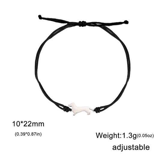 Dachshunds Sausage Dog Bracelets for Women Stainless Steel Double Layers Beads Chain Bracelets Jewelry Birthday Gift