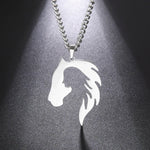 Horse Head Silhouette Girl Pendant Necklace Hollow Stainless Steel Choker for Women Fashion Jewelry Gift