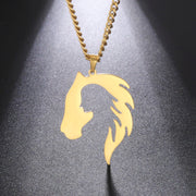 Horse Head Silhouette Girl Pendant Necklace Hollow Stainless Steel Choker for Women Fashion Jewelry Gift