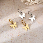 Stainless Steel Earrings Elegant Dainty Butterfly Pendants New Senior Fresh Kpop Korean Fashion Hoop Earrings for Women Jewelry