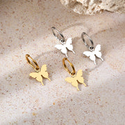 Stainless Steel Earrings Elegant Dainty Butterfly Pendants New Senior Fresh Kpop Korean Fashion Hoop Earrings for Women Jewelry