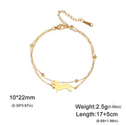 Dachshunds Sausage Dog Bracelets for Women Stainless Steel Double Layers Beads Chain Bracelets Jewelry Birthday Gift