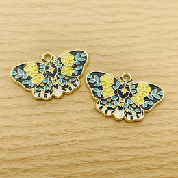 10Pcs Flower Butterfly Charm for Jewelry Making Enamel Necklace Bracelet Earring Pendant Diy Accessories Alloy Metal Gold Plated