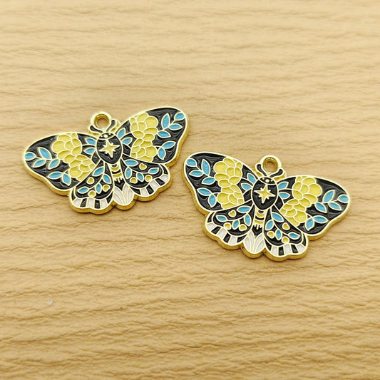 10Pcs Flower Butterfly Charm for Jewelry Making Enamel Necklace Bracelet Earring Pendant Diy Accessories Alloy Metal Gold Plated