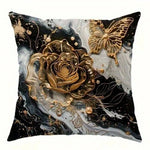 Black and Gold Rose Butterfly Luxury Pillowcasebedroom Living Room Sofa Home Decor Polyester Cushion Cover with Zipper