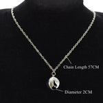 Men Fashion Wolf Necklace Wolf Head Glass Ball Pendant with Silver Color Chain Necklace Fantasy Jewelry