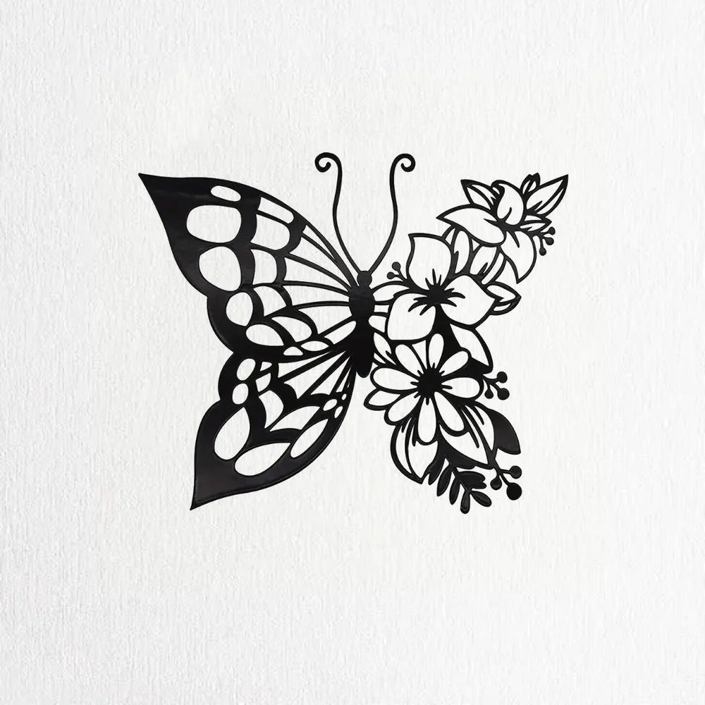 CIFBUY Metal Wall Art Elegant Butterfly Metal Wall Decor Modern Metal Wall Silhouette Easy Installation Home Decoration Artwork