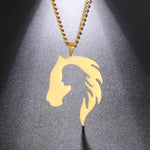 Horse Head Silhouette Girl Pendant Necklace Hollow Stainless Steel Choker for Women Fashion Jewelry Gift