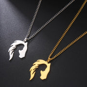 Horse Head Silhouette Girl Pendant Necklace Hollow Stainless Steel Choker for Women Fashion Jewelry Gift