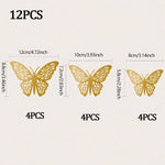 12/36/72PCS 3D Butterfly Wall Decor 4 Styles 3 Sizes,Butterfly Decorations for Butterfly Birthday Party Cake Room Decorations