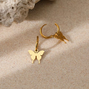 Stainless Steel Earrings Elegant Dainty Butterfly Pendants New Senior Fresh Kpop Korean Fashion Hoop Earrings for Women Jewelry