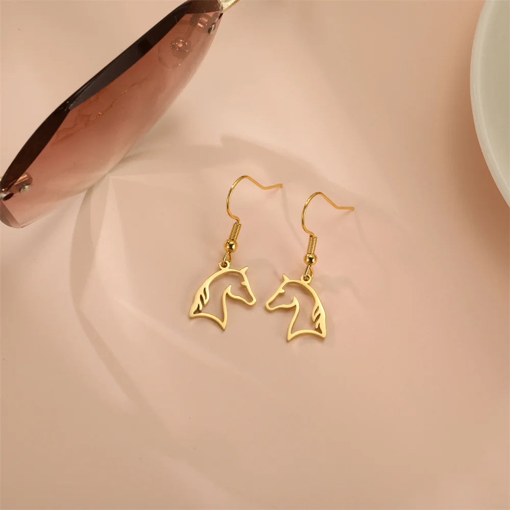 Horse Drop Earrings for Women Stainless Steel Animal Cute Horse Shape Dangle Earring Horse Lover Jewelry Gift for Girls