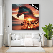 Majestic Spirit: The Wild Harmony of Horses and Sunset