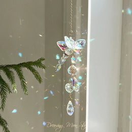 Butterfly Crystal Pendant Suncatcher | Butterfly Car Charm Gifts for Her| Rainbow Maker| Aesthetic Room Decor | Light Prism Crystal Hangings