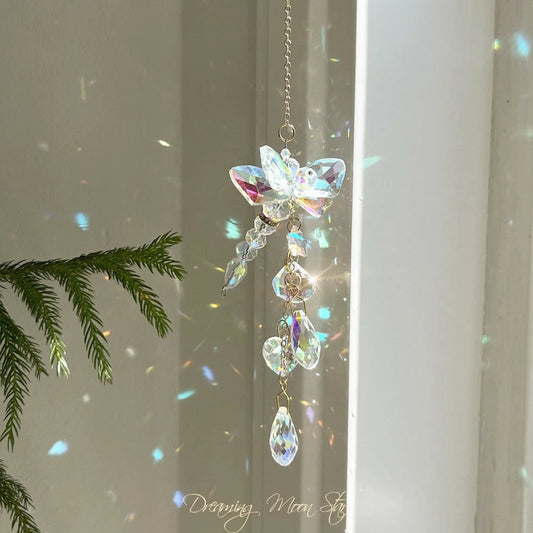Butterfly Crystal Pendant Suncatcher | Butterfly Car Charm Gifts for Her| Rainbow Maker| Aesthetic Room Decor | Light Prism Crystal Hangings