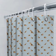 Blue Plaid Dog Pattern Shower Curtain Cute Beagle Print Home Decoration Waterproof Bath Mat Cover Size 72X84Inches for Bathroom