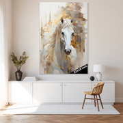 Ethereal Grace: A White Horse in Golden Light