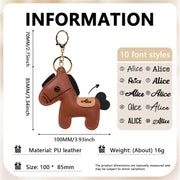 Personalized Name Leather Keychain, Custom Pony Bag Charm, 2026 Pony Pendant Keychain, Gift for Girl/Boy, Birthday Gift for Daughter