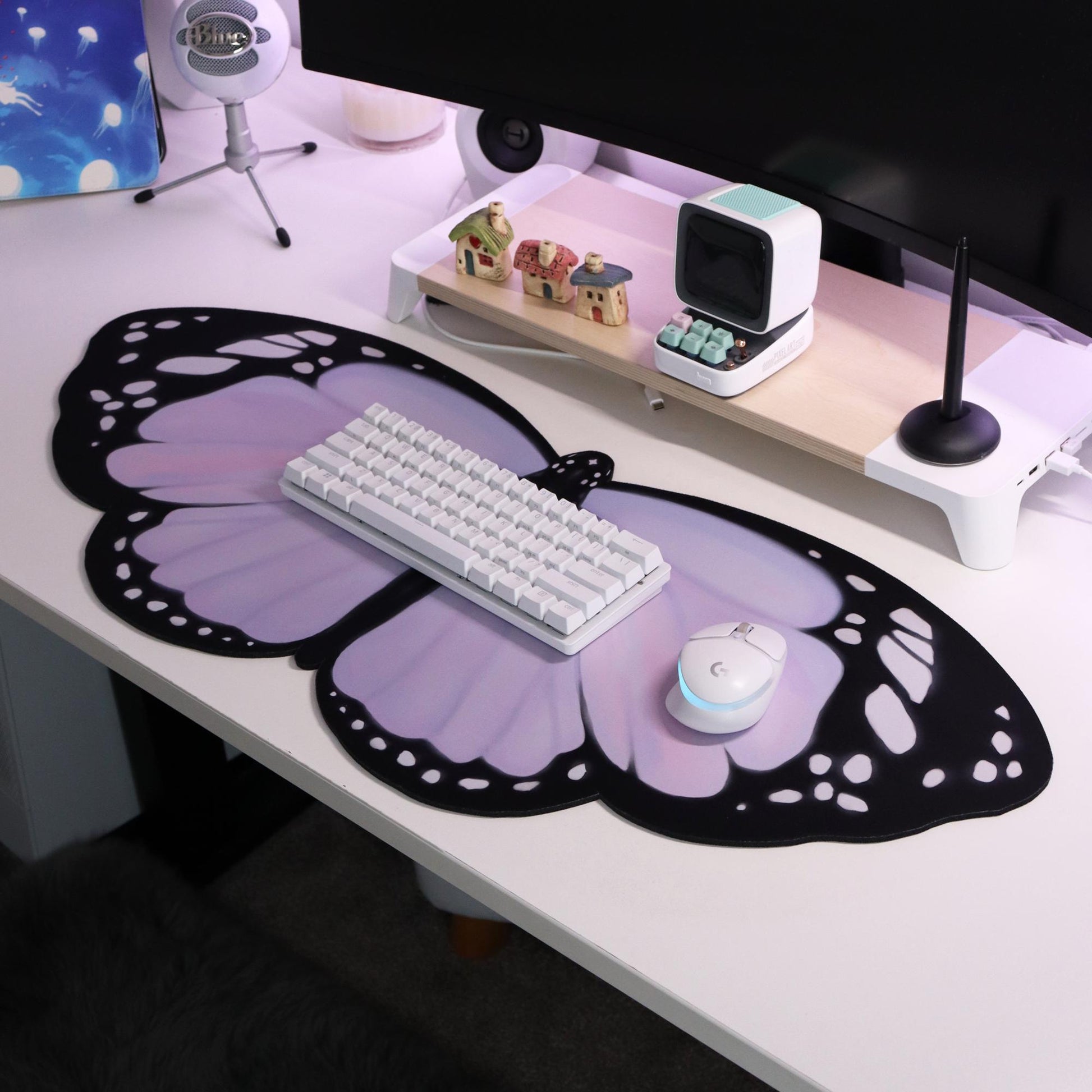 Lilac Butterfly Deskmat 90X40Cm Waterproof