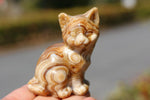 2.4'' Natural Hand Carved Calcite Cat，Crystal Cat，Cat Figurine，Crystal Decor，Quartz Crystal，Halloween Gift，Crystal Ornament，Reiki Healing