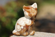 2.4'' Natural Hand Carved Calcite Cat，Crystal Cat，Cat Figurine，Crystal Decor，Quartz Crystal，Halloween Gift，Crystal Ornament，Reiki Healing