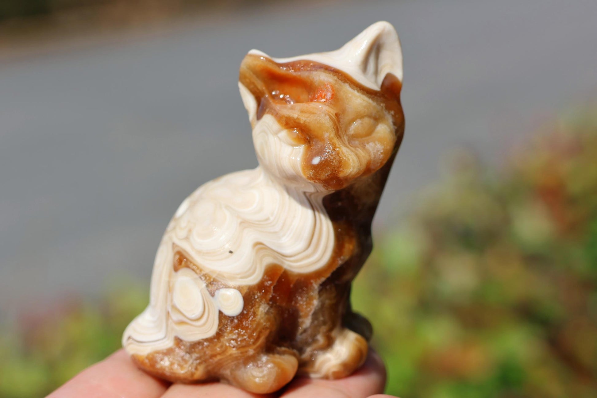 2.4'' Natural Hand Carved Calcite Cat，Crystal Cat，Cat Figurine，Crystal Decor，Quartz Crystal，Halloween Gift，Crystal Ornament，Reiki Healing