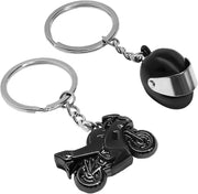 Motorcycle Helmet Keychain, Creative Motorcycle Keychain Helmet Key Fob, 3D Metal Motorbike Keyring (Black+Silver)