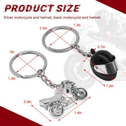 Motorcycle Helmet Keychain, Creative Motorcycle Keychain Helmet Key Fob, 3D Metal Motorbike Keyring (Black+Silver)