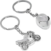 Motorcycle Helmet Keychain, Creative Motorcycle Keychain Helmet Key Fob, 3D Metal Motorbike Keyring (Black+Silver)