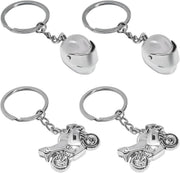 Motorcycle Helmet Keychain, Creative Motorcycle Keychain Helmet Key Fob, 3D Metal Motorbike Keyring (Black+Silver)